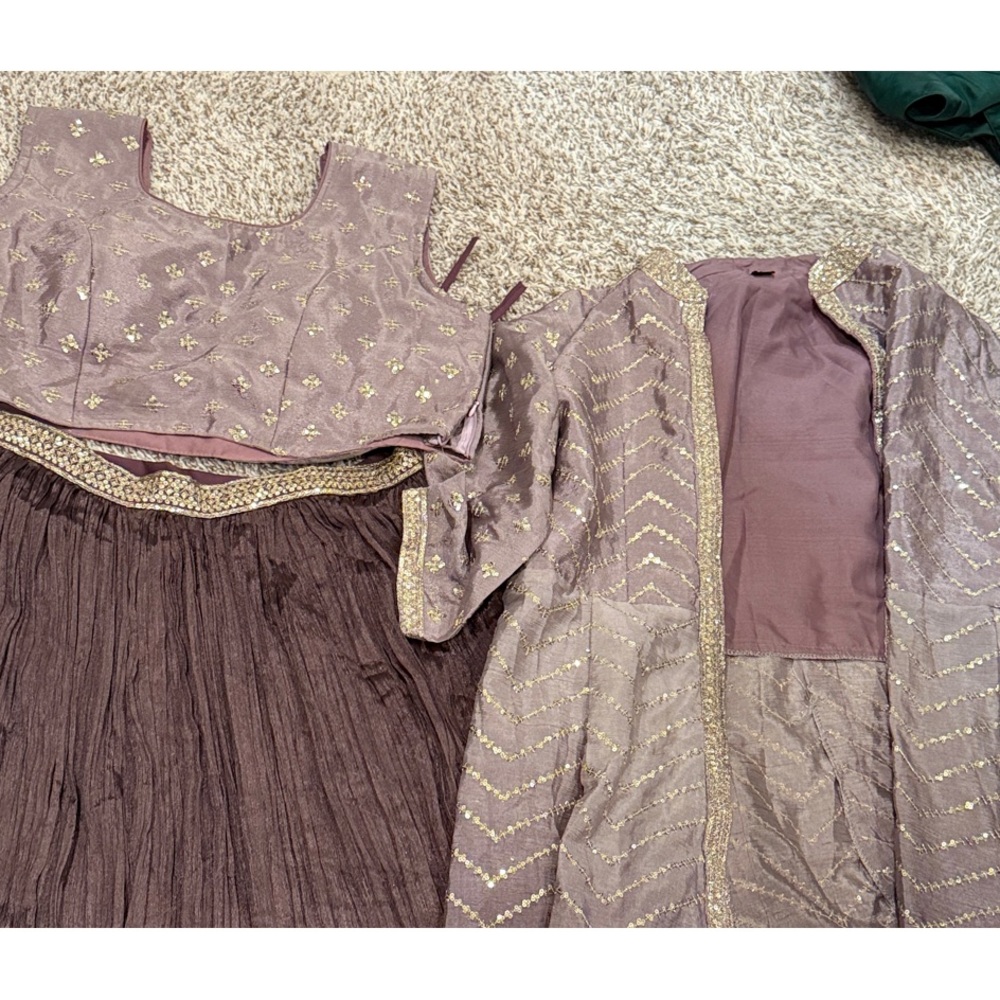 Elegant Purple Embroidered Lehenga Set